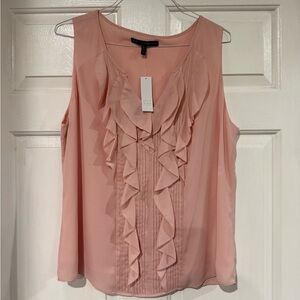 White House Black Market Women's Pink Ruffle Top